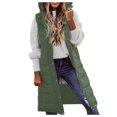 thumbnail image 4 of Baqcunre Puffer Vest Women Women's Long Coat Vest With Hood Warm Down Coat With Pockets Quilted Vest Down Jacket Quilted Outdoor Jacket Womens Jacket Womens Fall Fashion 2023 Green XXL, 4 of 7
