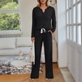 thumbnail image 2 of SUNBS Lounge Sets for Women 2 Piece Casual Outfits Long Sleeve Henley Top Wide Leg Pants Tracksuit with Pockets, 2 of 9