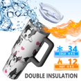 thumbnail image 5 of OBREWU Pug and Love Heart Tumbler with Handle and Lid,Pug and Love Heart 40oz Double Wall Vacuum Insulated Tumbler,Cups Gift for Women and Men, 5 of 7