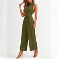 thumbnail image 6 of PBFRDSJ Jumpsuits for Women Casual Sleeveless Mock Neck Ruched Wide Leg Jumpsuit Casual Formal Long Romper with Pockets, 6 of 7