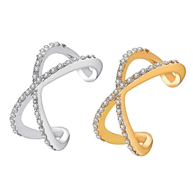 Here's a polished and professional product description for your **2pcs Adjustable Cross Double Rhinestone Rings**:\n\n \n\n✨ **2pcs Adjustable Cross