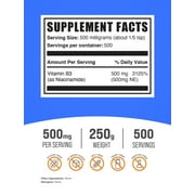 BulkSupplements Niacinamide Powder - Vitamin B3, B Vitamin Supplement, 500mg per Serving, 250g (8.8 oz)