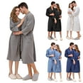 thumbnail image 4 of BYHONG Couple Long Cardigan Hotel Home Wear Bathrobe Bathrobe Bathrobe Nightgown Underwear Grey XL, 4 of 9
