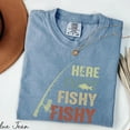 thumbnail image 3 of Here Fishy Fishy Fishy T-Shirt – Funny Fishing Tee for Men & Women – Playful Angler Shirt with Rod & Fish Graphic, 3 of 6