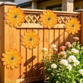 thumbnail image 5 of 2Pcs Iron Marguerite Wall Hanging, 3D Metal Flower Wall Art for Outdoor Garden Courtyard, Farmhouse Rustic Iron Wall Decor for Fence Balcony, Weatherproof Indoor Outdoor Marguerite Ornament, 5 of 7