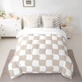 thumbnail image 2 of Homewish Minimalist Checkered Bedding Comforter Set 7 Pieces for Female Men Adults,Abstract Geometric Plaid Full Bedding Set Lightweight,Vintage Aesthetic Fitted Sheet Flat Sheet, 2 of 8