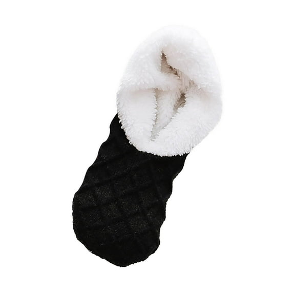 LNWUY Women Knitted Slipper Socks Winter Sherpa Plush Sock Slipper Non-Slip Fleece Fuzzy Indoor Socks Black Free Size