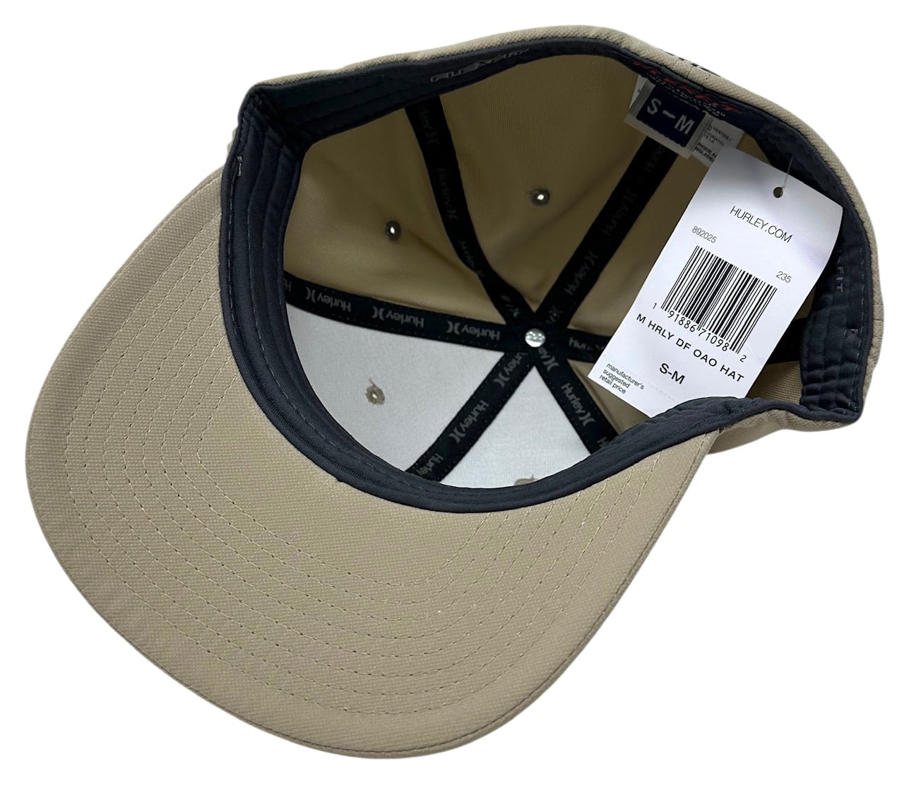 Hurley Men's H2O-DRI One and Only Flex Fit Hat Cap (Small/Medium, Khaki)