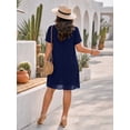 thumbnail image 5 of OYYN Wedding Guest Dresses for Women Short Sleeve Crew Neck Chiffon Layered Sheath Midi Dress Flowy Casual Vacation, 5 of 5