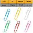 thumbnail image 4 of Vinaco Clips De Papel Coloridos, Paquete De 100 Clips De Papel Grandes De 2 Pulgadas (50 Mm), Duraderos Y Resistentes Al Óxido, Clips De Papel Gigantes, Clips De Papel De Colores. Ideal Para Oficina,, 4 of 5