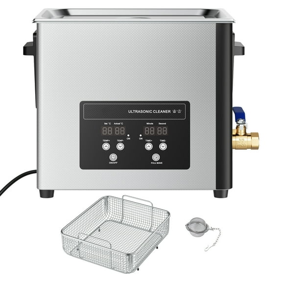 KFFKFF Stainless Steel 15L Ultrasonic Cleaning Machine with Digital Display 15.75 x 12.8 x 11.61 in.