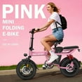 thumbnail image 6 of Folding Electric Bike, Electric Bicycle with 48V 14AH Removable Battery, Folding Electric Bike for Adults Teens,14'' Ebike Urban City with 700W Motor, 10 Shock Absorptions,Pink, 6 of 7