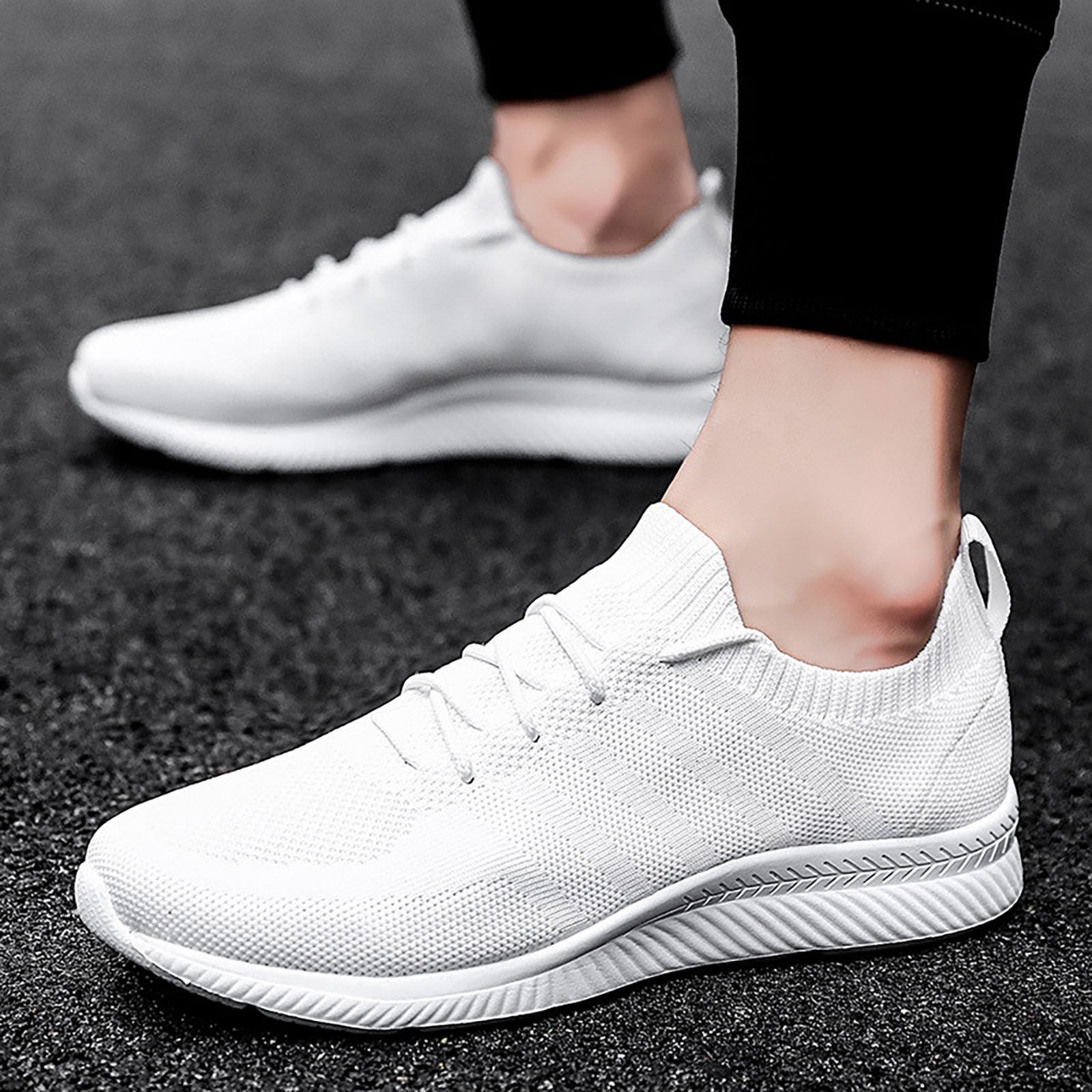 adviicd Baskets Habillees Hommes Baskets Confortables et Respirantes Chaussures Decontractees Chaussures de Sport Blanches 41