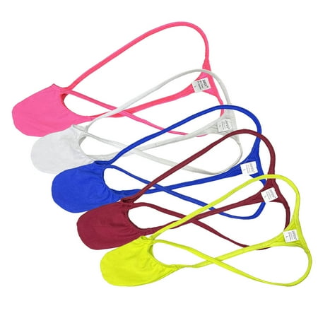 Botmois 5 PACK Men s Deep Pouch Thongs Elastic Low-rise G-stings Underwear Ultrathin String Briefs Cheeky T-Back Bikini Tangas Underpants Lingerie 5CJ X