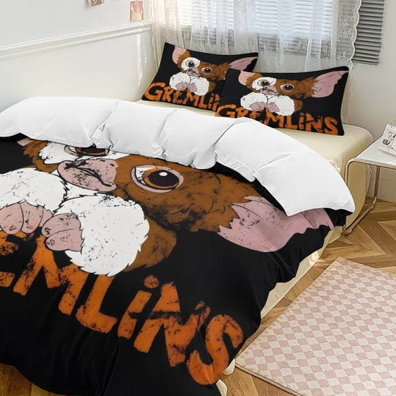 Gremlins 3 Piece Bedding Set Soft Comforter Theme Room Decor Bedclothes-1 Duvet Cover with 2 Pillowcases (90"x90")