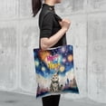 thumbnail image 4 of Happy New Year with Scottish Fold Fireworks Holiday Xmas Winter 2025 All Over Print 3D Canvas Tote Bag Cat Lover Kitten Owner Gifts Reusable Handbag - 00025, 4 of 5