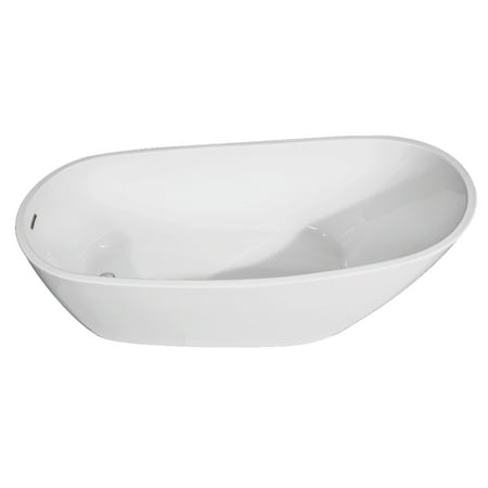 Kingston Brass VTRS632927 63-Inch Acrylic Oval Single Slipper Freestanding Tub with Drain in Glossy White