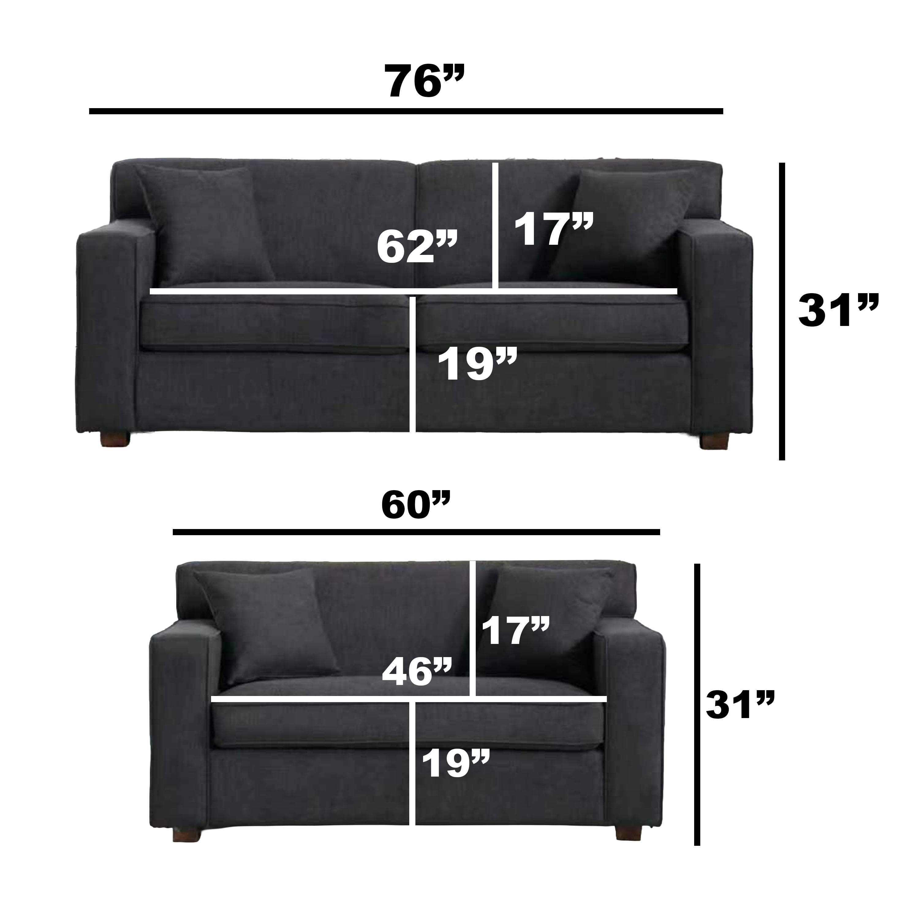 2-Piece Sleeper Loveseat and Sleeper Chair Set in Gray