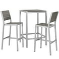 thumbnail image 2 of Modway Shore 3-Piece Wood & Aluminum Patio Pub Set in Gray and Silver, 2 of 7
