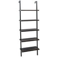 thumbnail image 5 of O'force 5-Shelves Wood Ladder Bookcase with Metal Frame Industrial Modern Ladder Shelf Dark Walnut, 5 of 5