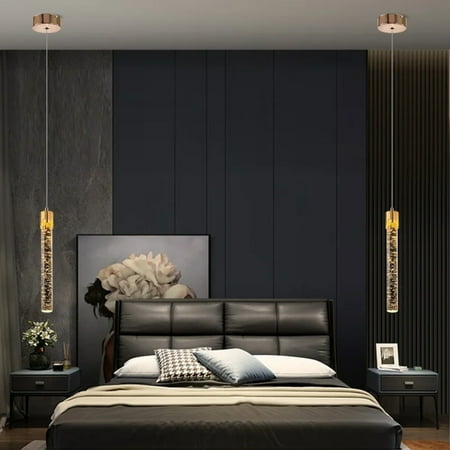 

CHNGYCX Luxurious Modern Gold Crystal Pendant Light with Nordic Style Droplet Suspension Lamp and Bubble Detailing - Perfect for Bedroom Bedside Decoration