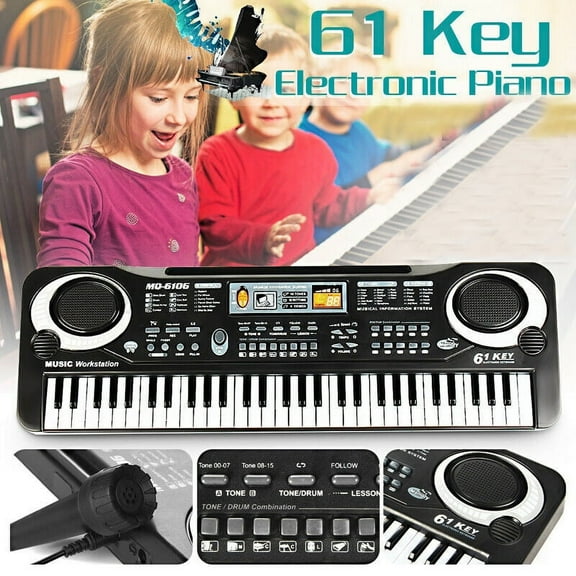 Deeroll 61-Key Digital Music Electronic Keyboard Piano Set Organ with Microphone for Kids Gift