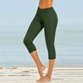 thumbnail image 2 of CheerKidz Women's Slim Fit Capri Pants, Summer Solid Color Elastic Waist Yoga Gym Pants with Splicing Design Lightweight Quick-Drying Workout Pants(Army Green,M), 2 of 6