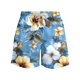 thumbnail image 3 of Pantalones Cortos de Cintura Elástica de los Hombres Hawaiian Floral Print Casual, Pantalones de Baño Ligeros de Cuatro Lados, 3 of 5