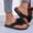 Black, variant on Women Flat Slide Sandals, Decorative Flower Toe Ring, Cork Sole Casual Summer, Comfortable Ladies Shoes Sandalias Planas Mujer