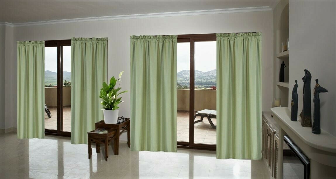 1 Set Rod Pocket Insulated Thermal Blackout Panel Window Curtain R64 Sage Green 