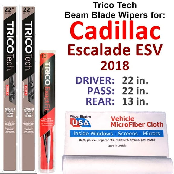 2018 Cadillac Escalade ESV Beam Blade Wipers (Set of 3) w/Rear Wiper