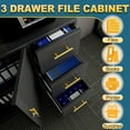 thumbnail image 5 of Lateral File Cabinet with 3 Drawers, Metal Filing Storage Cabinet with Lockable, Multi-Functional Accent Cabinet for Office Home Garage School or Gym (Black), 5 of 7