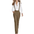 thumbnail image 2 of DailyTrove Women's High Waisted Straight Leg Pants - Slim Fit Trousers with Pockets for Office & Business Casual, 2 of 6