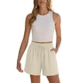 thumbnail image 3 of Linen Shorts For Women，Elastic Waist Shorts Women Exercise Shorts For Women Workout Shorts Women Shorts Casual Wide Leg Shorts High Waisted Linen Shorts Womens Dress Shorts Gym Shorts, 3 of 9