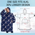 thumbnail image 4 of Oversized Wearable Blanket Hoodie,Dark Blue Cartoon Cat Unicorn Pattern (2) Sherpa Blanket Hoodie with Super Pockets,Super Warm Fuzzy Pullover for Women & Men, 4 of 6