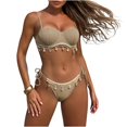 thumbnail image 2 of Bikini Sets for Women Seashell Halter Tie Back Two Piece Swimsuit Color Block Triangle Bathing Suit, 2 of 8