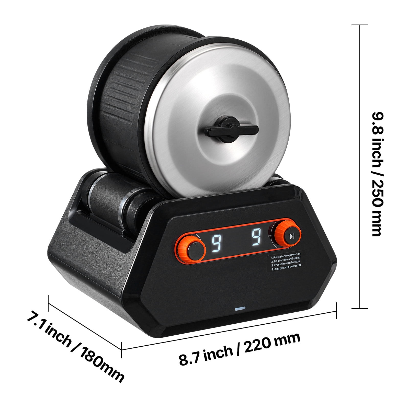 KFFKFF Rock Tumbler Machine, 4 lbs Stone Refinement Bundle, 9 Velocity Adjustments 9-Day Refinement Countdown Stone Refinement Bundle, Stone Smoother with Unrefined Gemstones and Refinement Grains