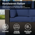 thumbnail image 6 of 7 Pieces Outdoor Patio Furniture Set, Rattan Sectional Sofa, Conversation Set with Waterproof Cushion and Coffee Table, for Deck, Backyard, Dark Blue-2, 6 of 9