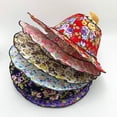 thumbnail image 4 of BKER 2 In 1 Portable Sun Hat Foldable Hand Fan Hat For Women Summer Flower Pattern Beach Hat For Travel Beach, 4 of 5