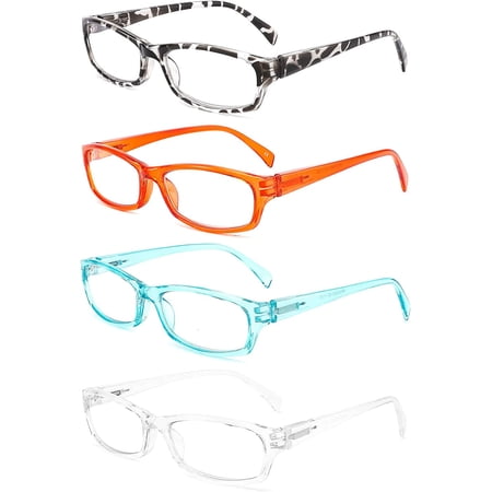 IVNUOYI 4-Pack Reading Glasses Blue Light Blocking with Spring Hinges,Lightweight Readers for Men Women,Anti Glare/UV Computer Eyeglasses 3.5