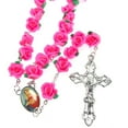 thumbnail image 5 of Soft Pottry Cross Rosary Necklace Rose Bead Chain Pendant Ornament for Home Church Yoga Studio Decorations Gift, 5 of 6