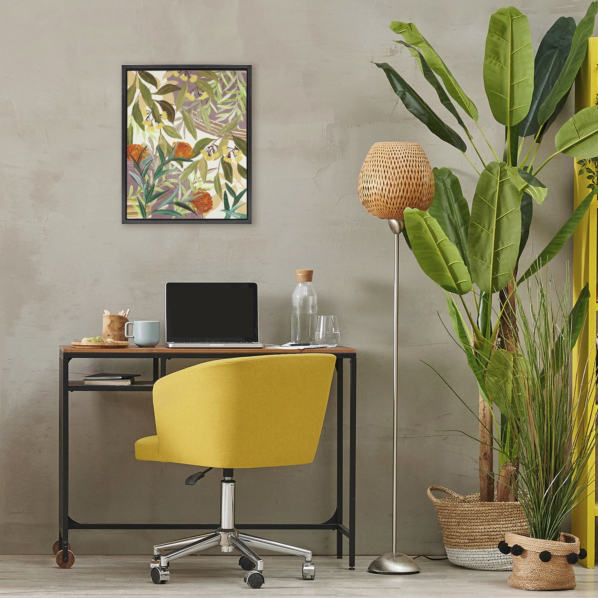 Stupell Industries Walk With Me Blooms Black Framed Floater Canvas Wall Art, design by Dani Heyward