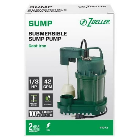 Zoeller 1/3 HP 115V Cast Iron Submersible Sump Pump 1073-0001