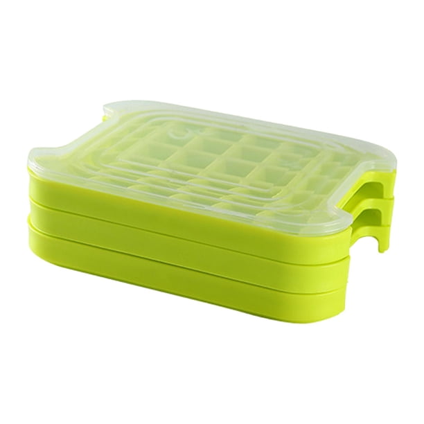 Bandeja de cubo Almacenamiento de utensilios de cocina Multifuncional Fácil liberación Reutilizable Mini Bandejas de cubitos de hielo Fabricación de 3 niveles con tapas BLESIY Bandeja de hielo