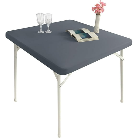 Spandex Stretch Square Table Covers Caps Cocktail Fitted Elastic Square Tablecloth Gray 36x36 Inch