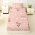 thumbnail image 4 of Manfei Cute Tulip Twin Sheets, Butterfly Rainbow Bedding, Pink, 3pcs, 1 Flat Sheet, 1 Fitted Sheet and 1 Pillowcase, 4 of 6