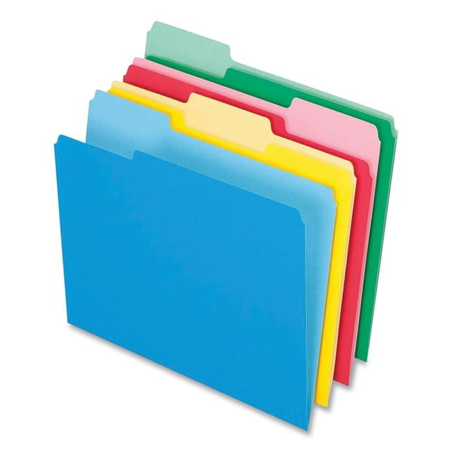 Two-Tone Color File Folders Assorted Colors Assorted 1 Pack 36 Pack 1/3-Cut Tabs Letter Size 03086 Bright Green, Yellow, Red, Blue 4-Color 