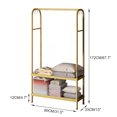 thumbnail image 2 of Clothing Racks,Portable Closet Garment Coat Rack W/ 2 Storage Shelves,Heavy Duty Metal Hanger Stand Wardrobe Free Standing for Clothing Storage, 2 of 7