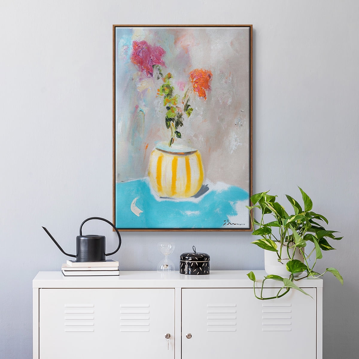 Coin Purse Full of Petals Framed Premium Gallery Wrapped Canvas - Ready to Hang