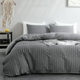 thumbnail image 6 of Qookiee Gray Textured Seersucker Duvet Cover Sets Queen Size Gray Duvet Cover Set 100% Super Soft Luxury Microfiber Washed Bedding Sets 1 Duvet Cover 90x90 in and 2 Pillow Shams, 6 of 9